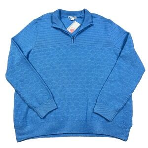 Southern Proper Sweater Men 2XLT Light Blue Pullover Quarter Zip Knit $120 MSRP
